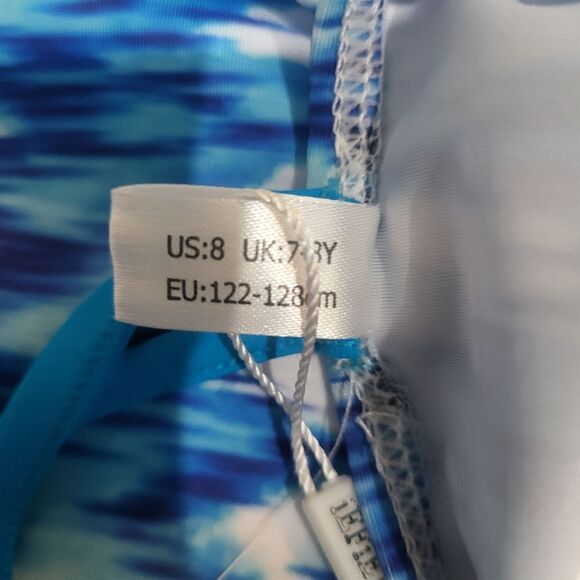 !EFIEL Girls One Piece Swimsuit Hawaiian Backless Cross Back NWT SIZE 8 Blue - Picture 3 of 3